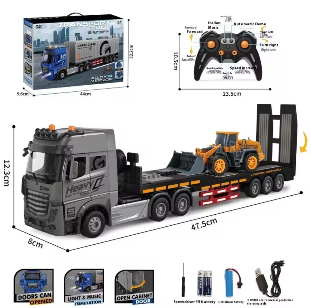 【新品】重機運搬トレーラー ラジコン 鉄製！リアルサウンド＆LEDライト搭載