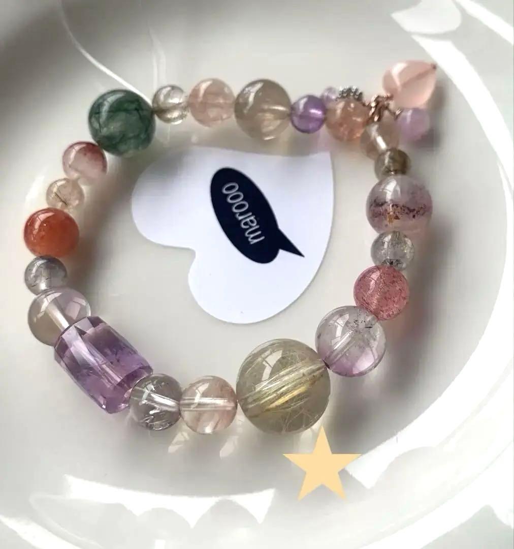 オーダー天然石ブレスレットmumuゴールドルチルスーパーセブンアメトリン