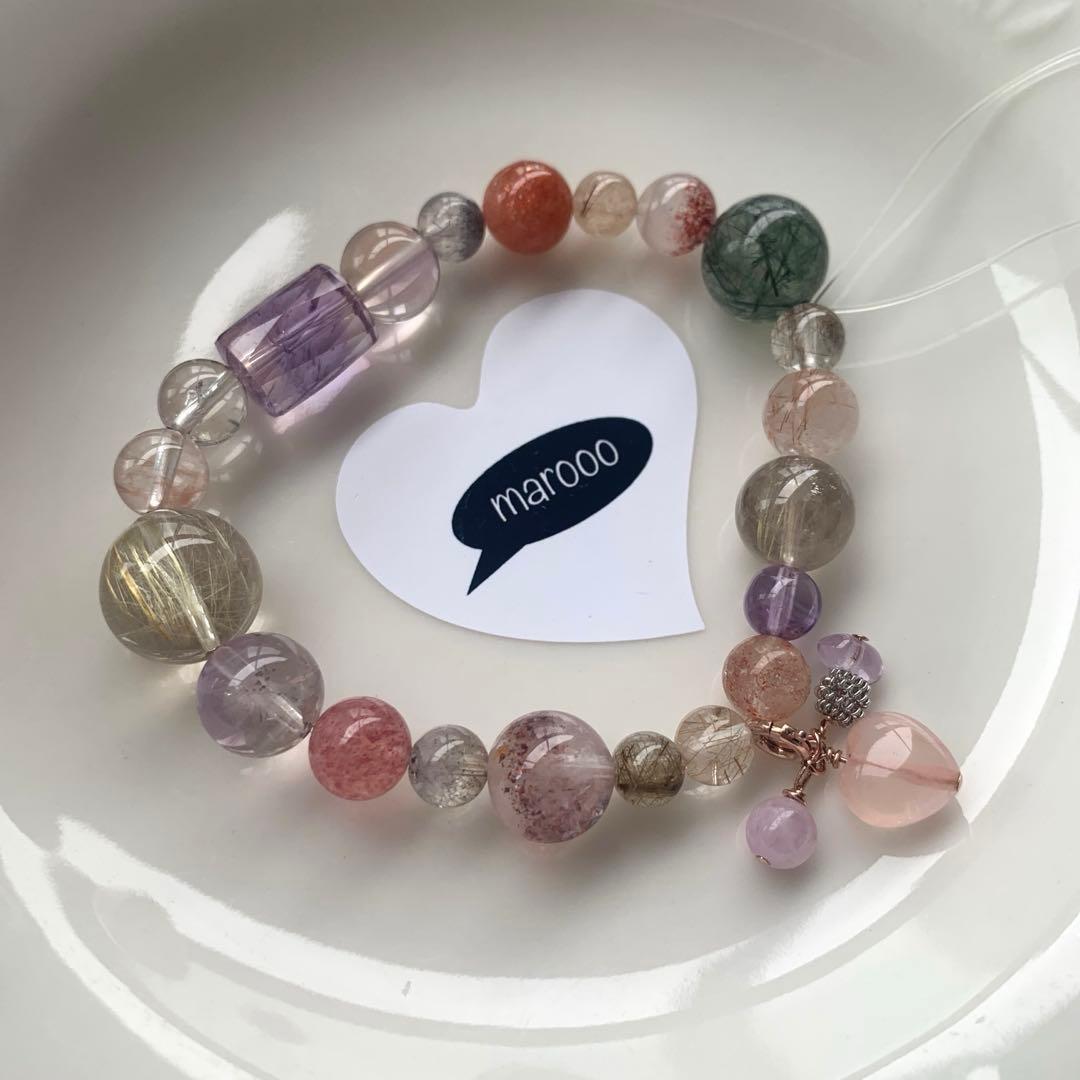 オーダー天然石ブレスレットmumuゴールドルチルスーパーセブンアメトリン