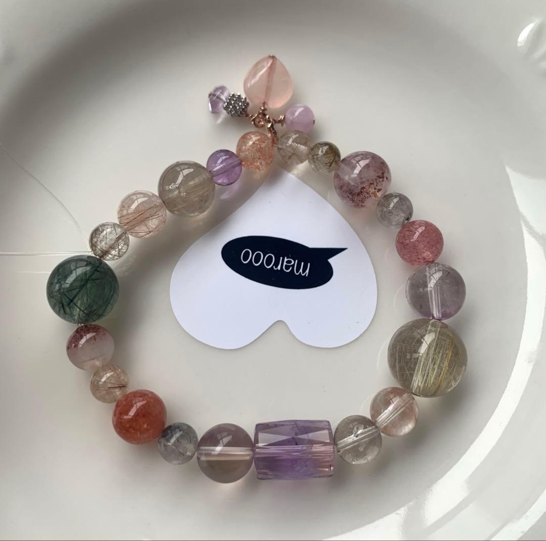 オーダー天然石ブレスレットmumuゴールドルチルスーパーセブンアメトリン