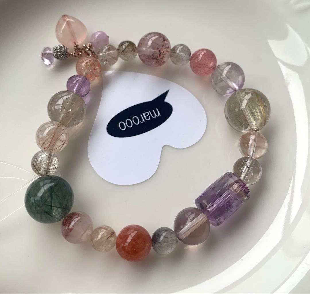 オーダー天然石ブレスレットmumuゴールドルチルスーパーセブンアメトリン