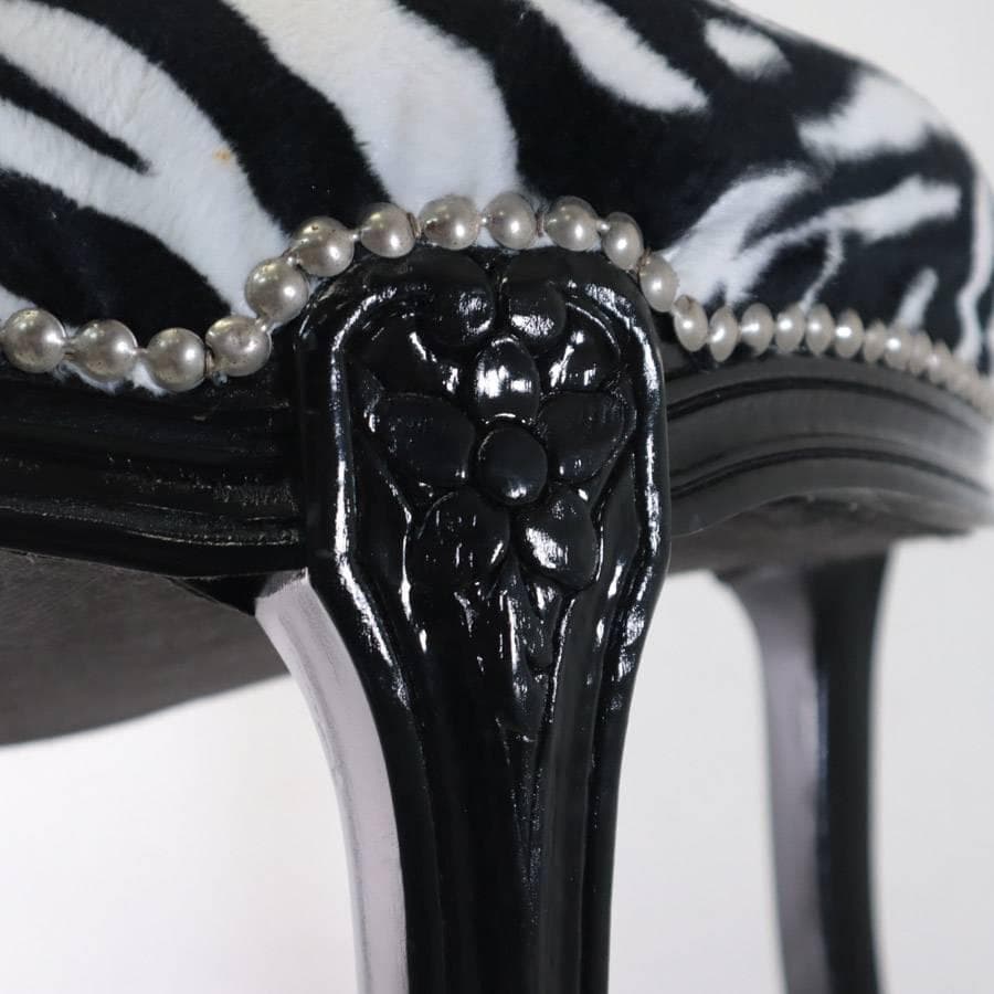 イタリアンクラシカル調 ゼブラ柄 猫脚 スツール オットマン アニマル柄