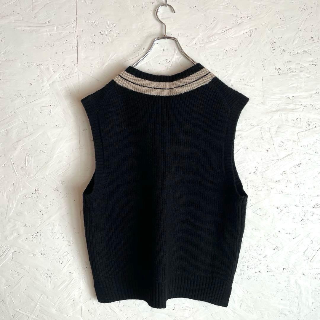 2024AW【MHL.】ウールニットVネックニットベスト　黒　L