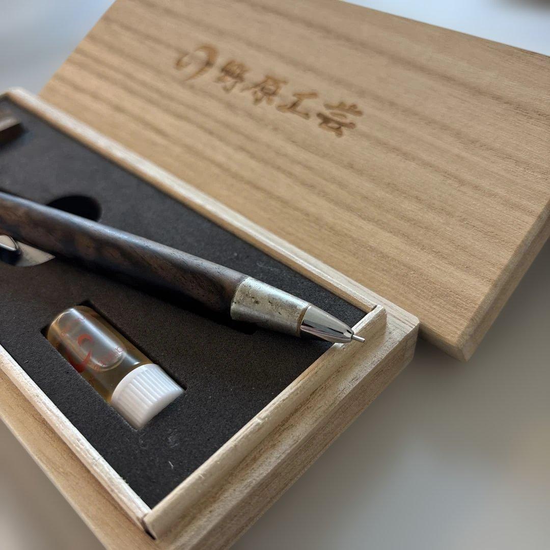 野原工芸　特上黒柿　斑紋金具　純銀色