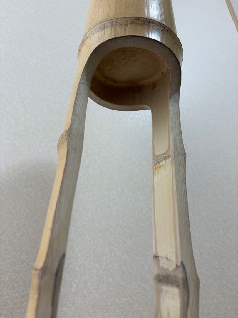 66 お正月セール　美品　根付き　二重切り　二重切　 生け花　竹花入れ　華道具