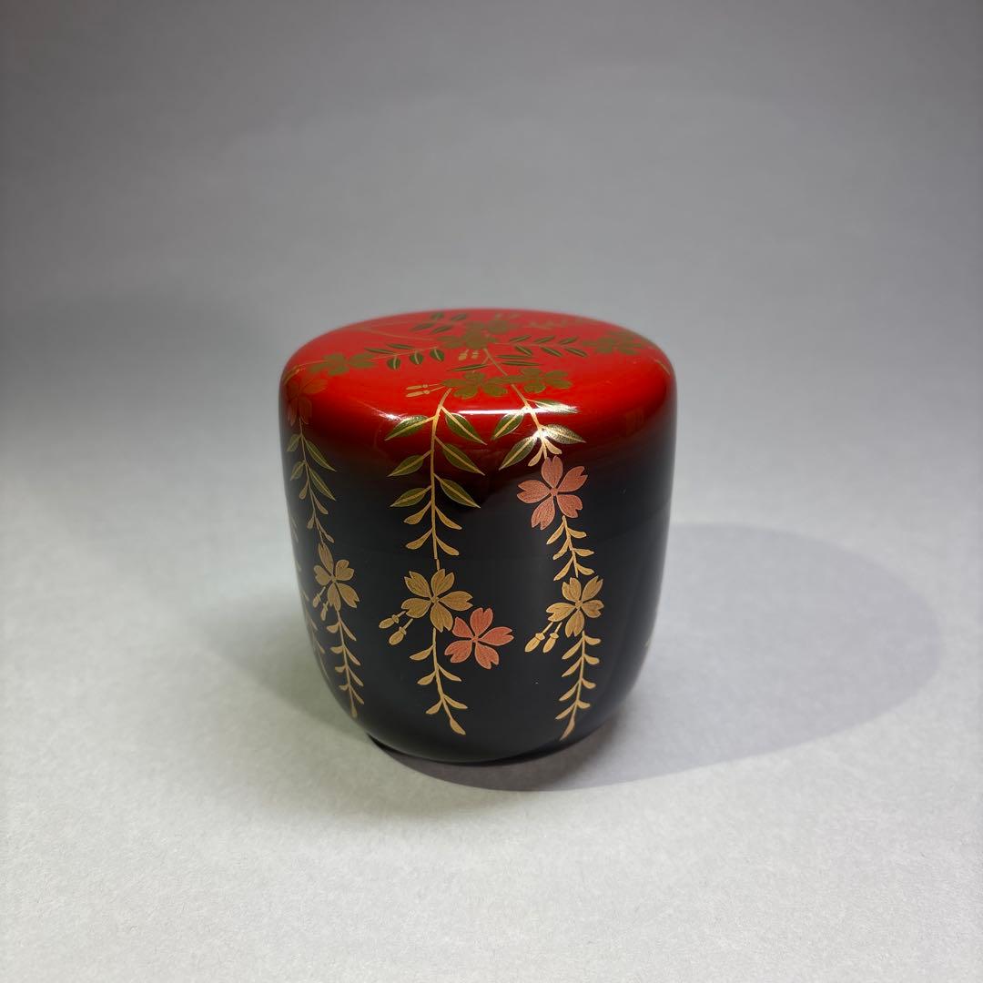 (未使用)中村宗悦　ボカシ塗 枝垂桜　大棗(桐箱入)