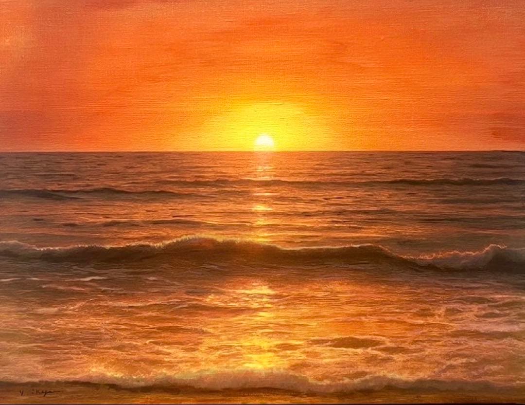 (F6号) 池上豊【黄昏のはじまり】表サイン有/裏共シール有/真作/油彩