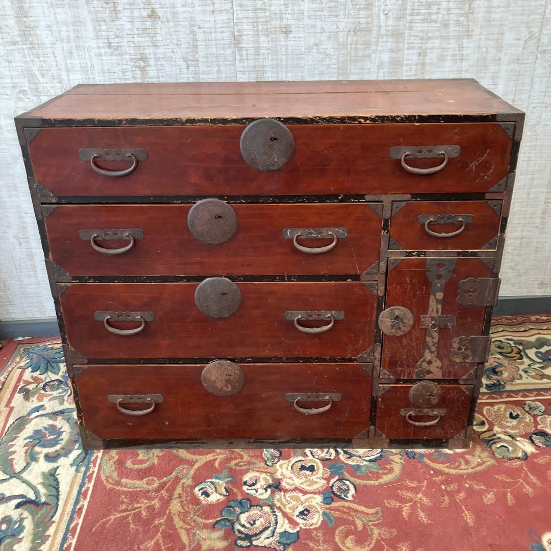 昭和レトロ 古家具 仙台箪笥 4段9杯 引き出し箪笥 和箪笥 ビンテージ 骨董