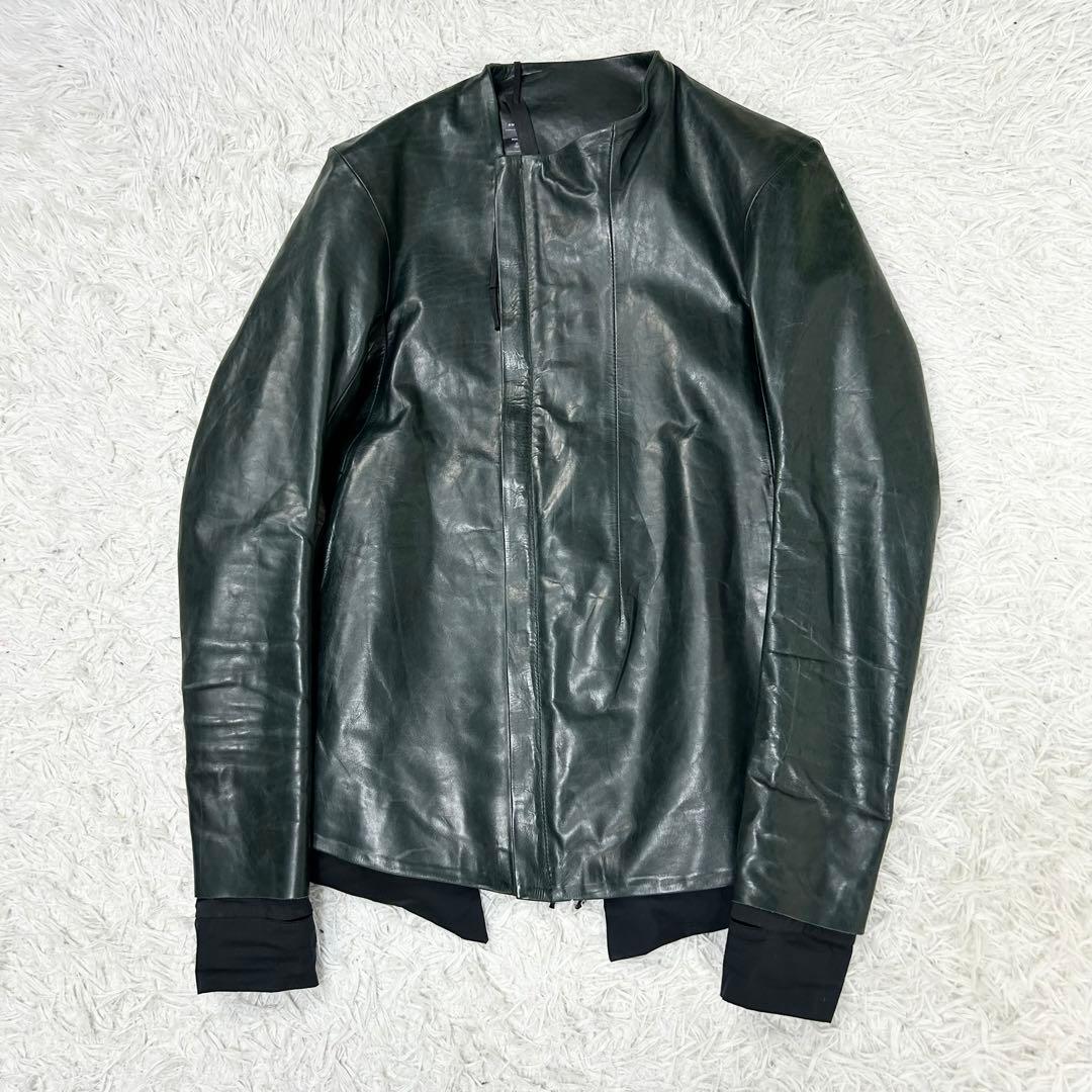 J1 Boris Bidjan Saberi カーフレザー ライダース グリーン