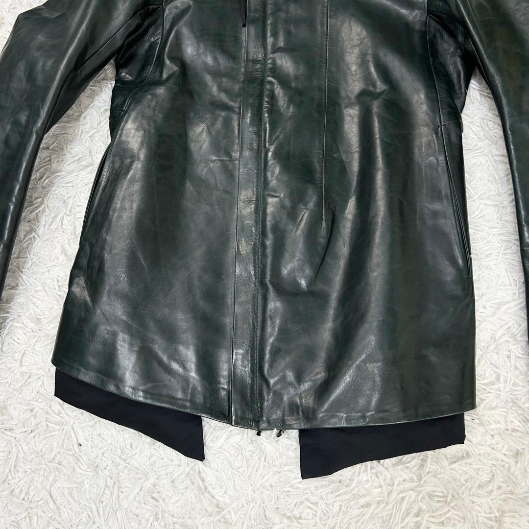 J1 Boris Bidjan Saberi カーフレザー ライダース グリーン