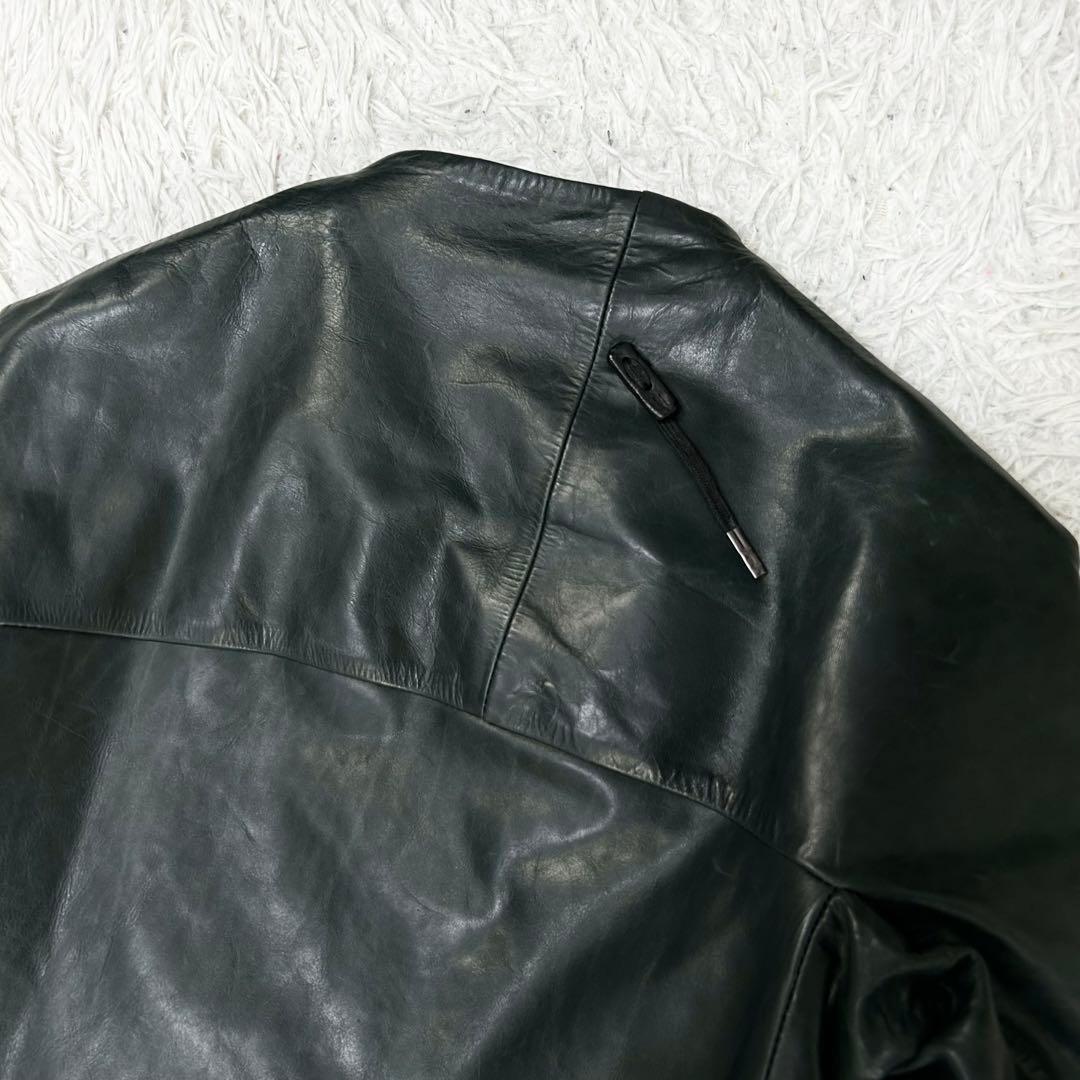 J1 Boris Bidjan Saberi カーフレザー ライダース グリーン