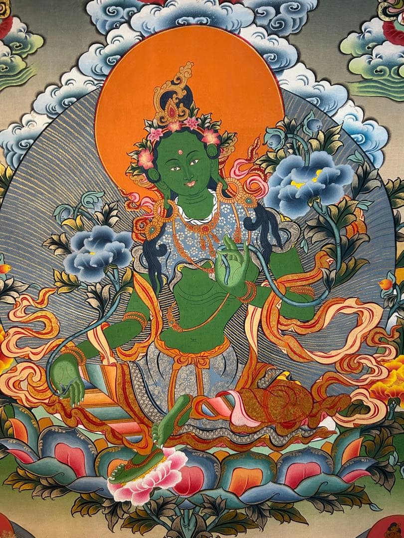 ☆一点物☆ ネパールのオリジナル手描きグリーンターラ