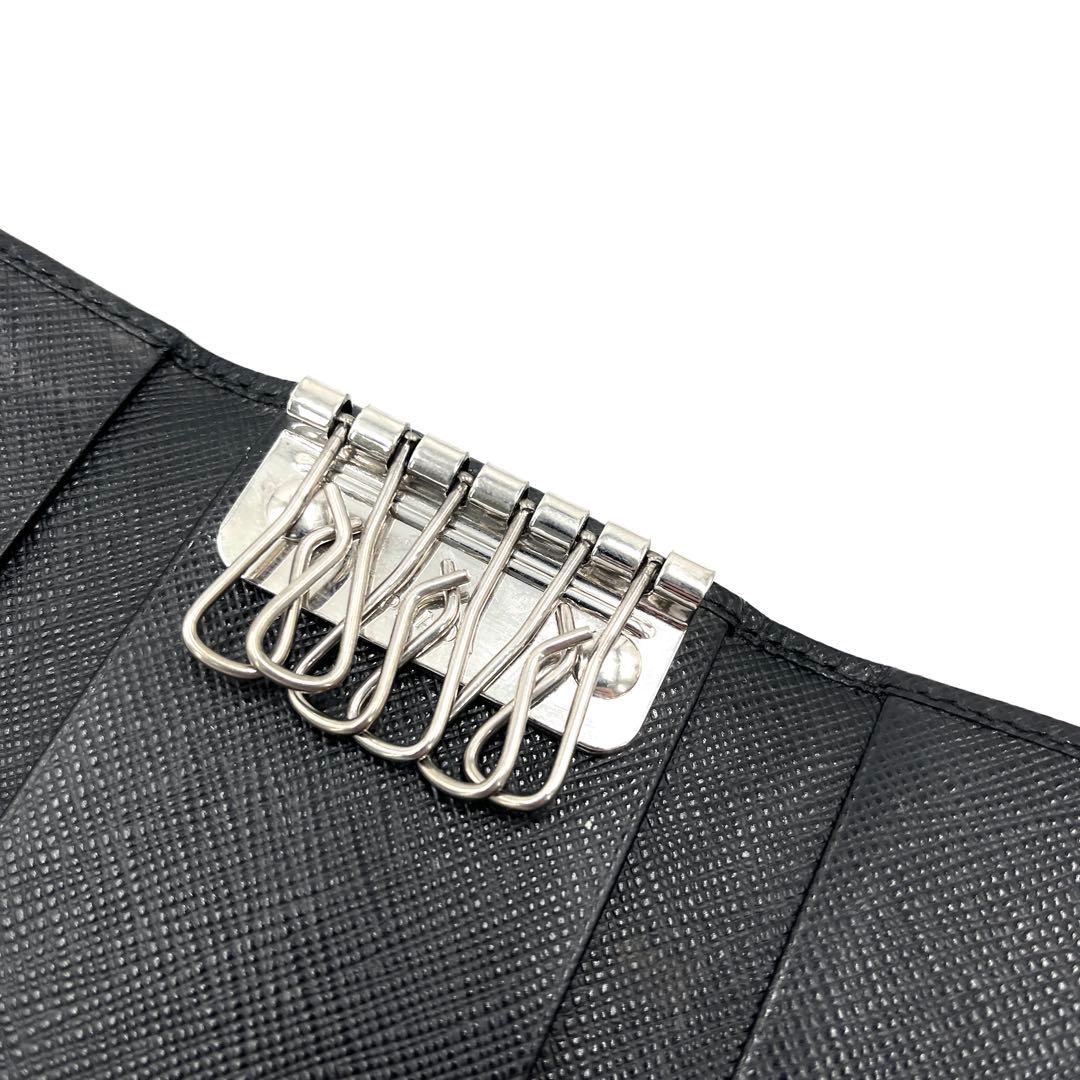 【美品】プラダ 6連 キーケース 三角ロゴ サフィアーノレザー ユニセックス 黒