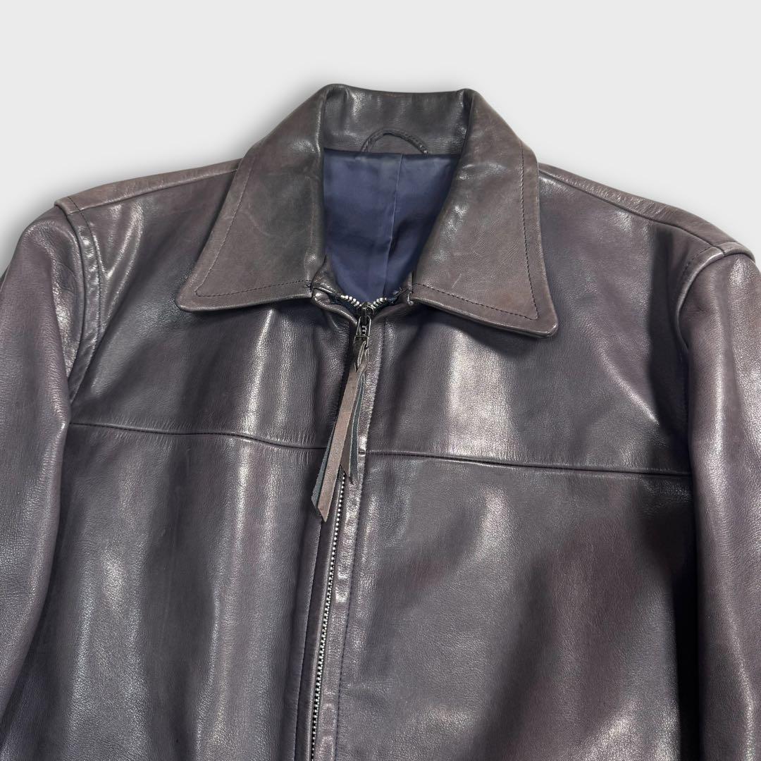 Lサイズ ヒピハパ 牛革 ライダースジャケット レザー パープル 本革 メンズ3