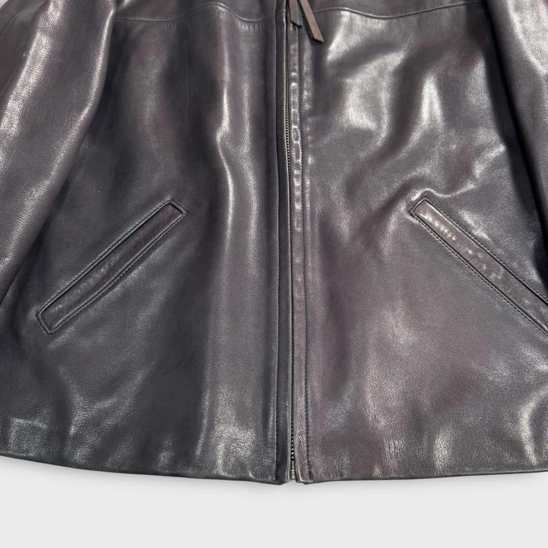 Lサイズ ヒピハパ 牛革 ライダースジャケット レザー パープル 本革 メンズ3