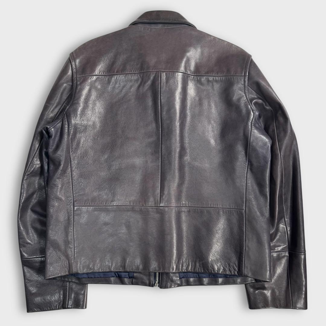 Lサイズ ヒピハパ 牛革 ライダースジャケット レザー パープル 本革 メンズ3