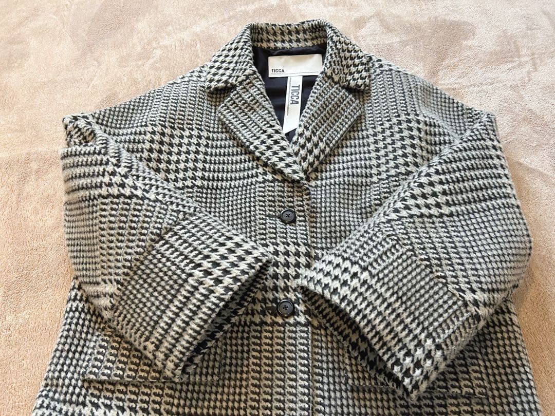 12/21まで限定価格 TICCA グレンチェックコクーンコート定価70400円