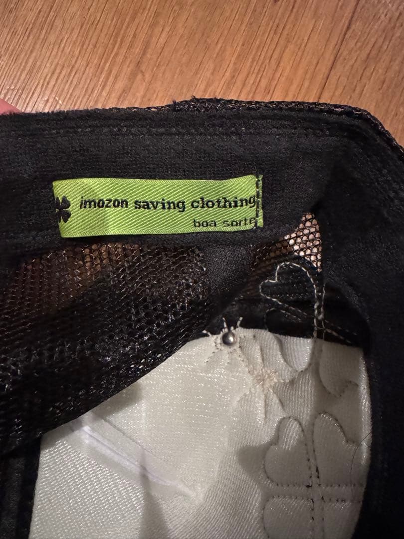imozon saving clothing キャップ 黒白クローバー