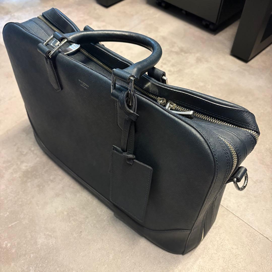 ペッレモルビダ　ビジネスバッグ　ネイビー　ショルダーストラップ付