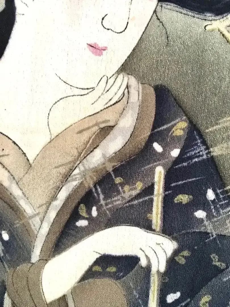 浮世絵美人画 男物長襦袢 江戸の風情 手描き時代物 Antique Ukiyoe