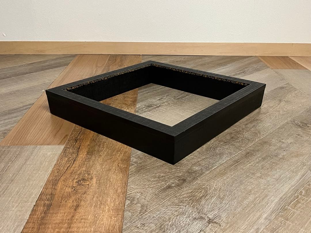 平安 上杉満樹 造 布摺漆 蒔絵 黒 炉縁 共箱 茶道具