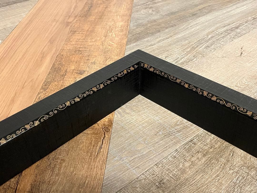 平安 上杉満樹 造 布摺漆 蒔絵 黒 炉縁 共箱 茶道具