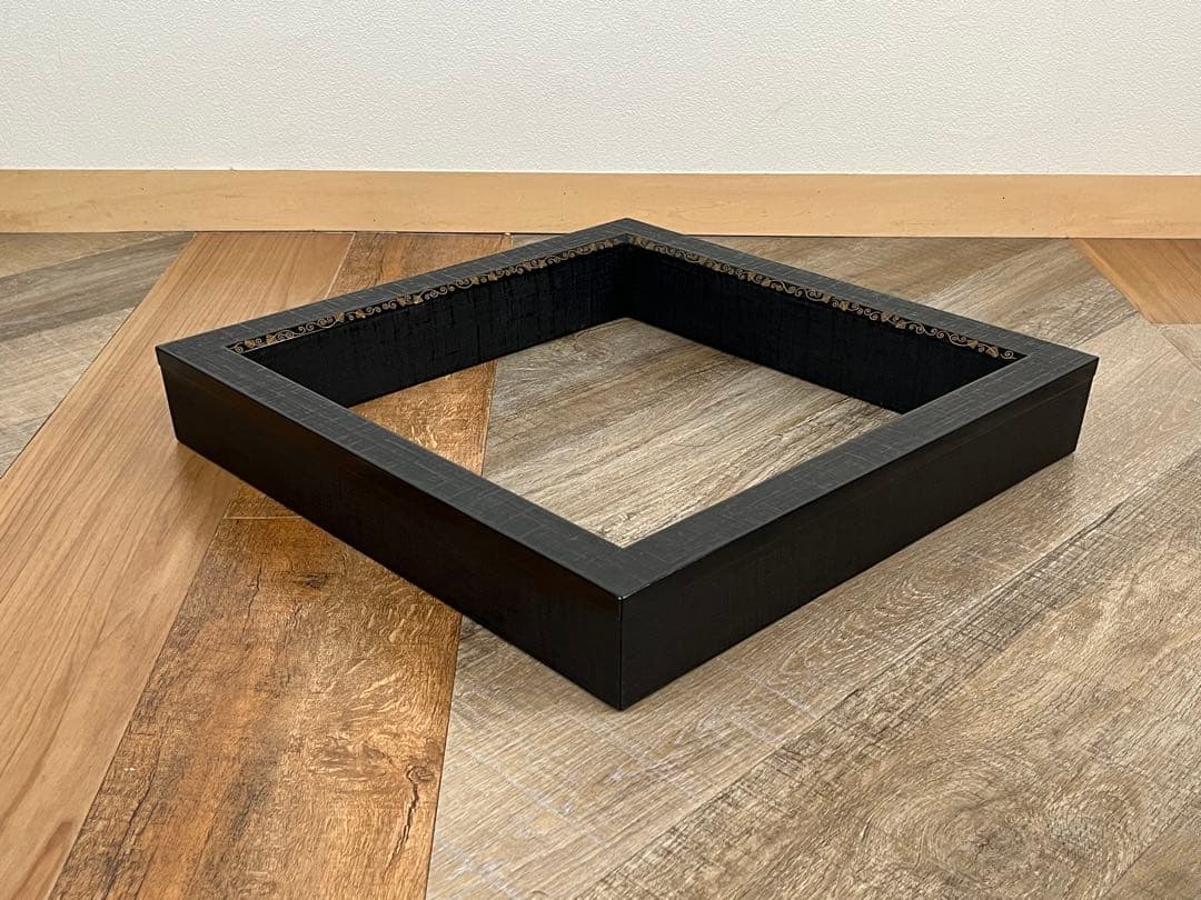 平安 上杉満樹 造 布摺漆 蒔絵 黒 炉縁 共箱 茶道具