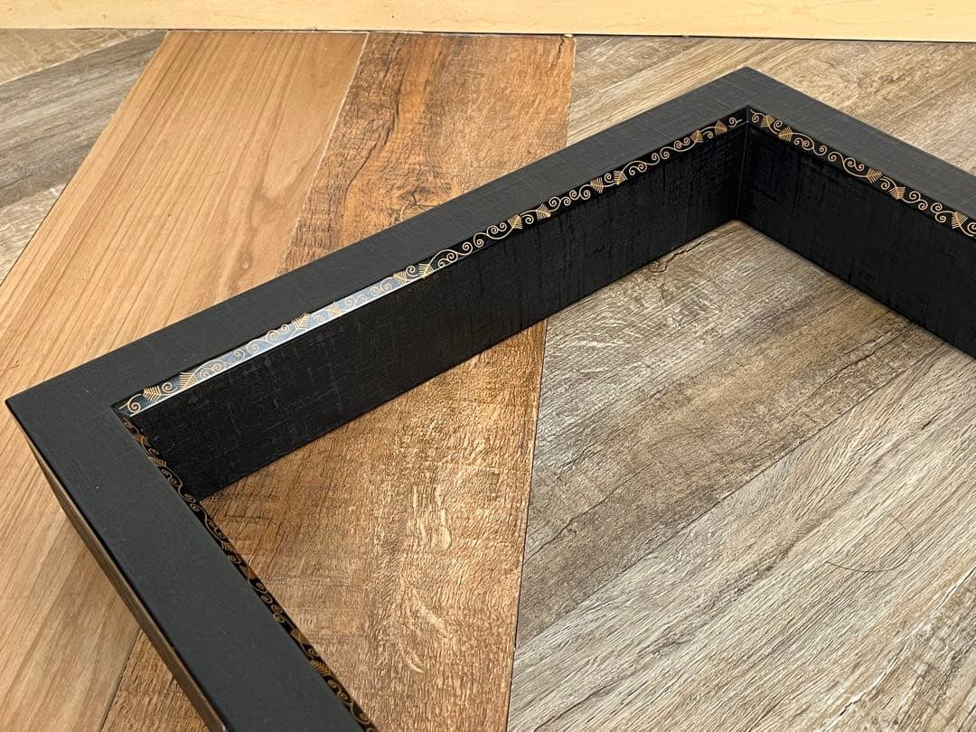 平安 上杉満樹 造 布摺漆 蒔絵 黒 炉縁 共箱 茶道具