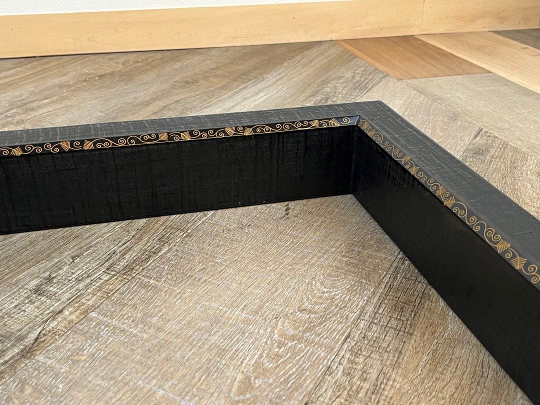 平安 上杉満樹 造 布摺漆 蒔絵 黒 炉縁 共箱 茶道具