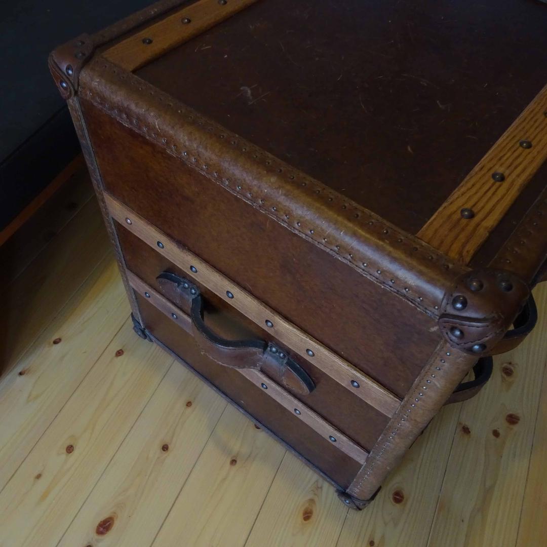 ストーニーハースト スモール ランプテーブル HALO 本革 牛革張り収納茶