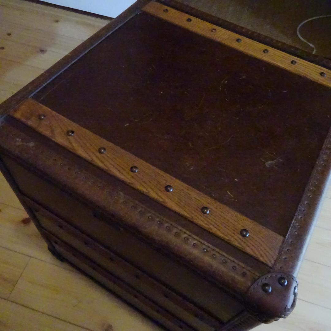 ストーニーハースト スモール ランプテーブル HALO 本革 牛革張り収納茶