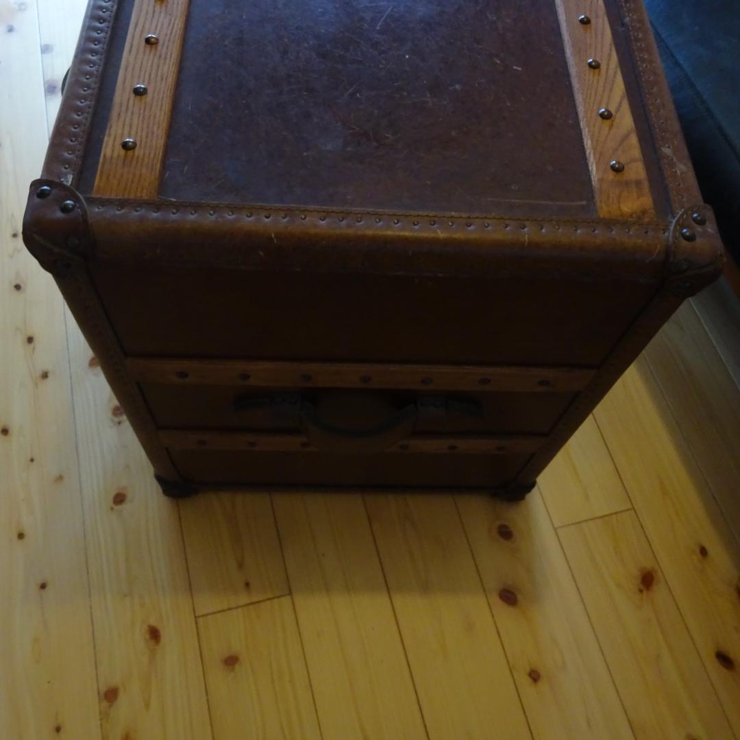 ストーニーハースト スモール ランプテーブル HALO 本革 牛革張り収納茶