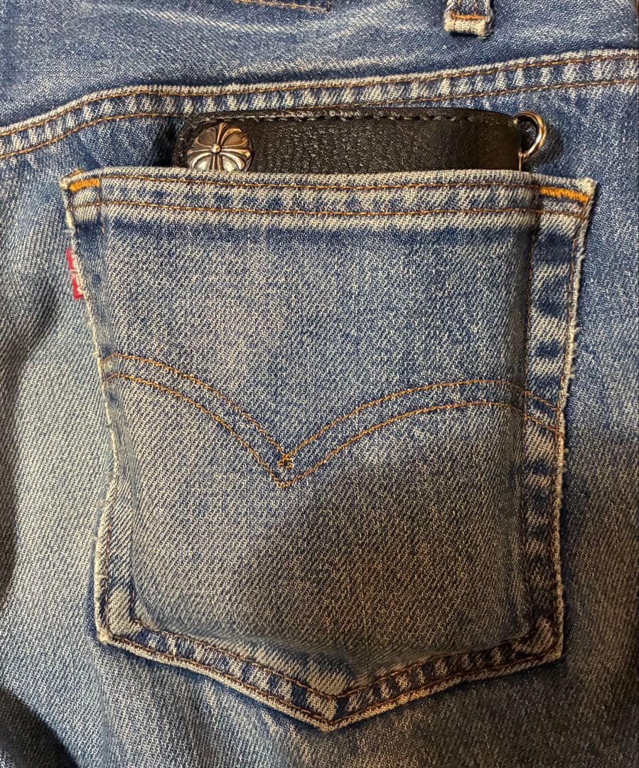 ミドルトラッカーウォレット　シルバー925クロスボール　国産シボ革