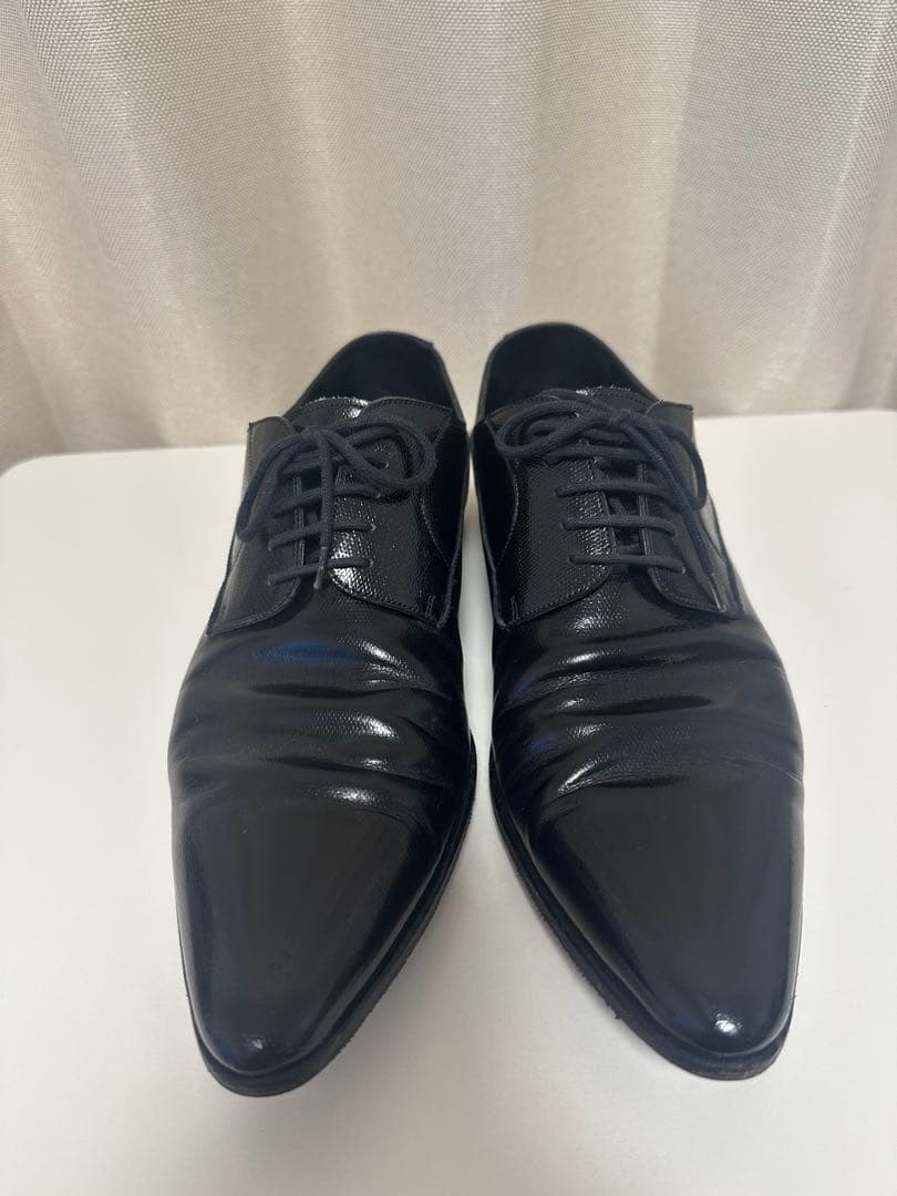 D&G 黒レザー ドレスシューズ 先細りデザイン