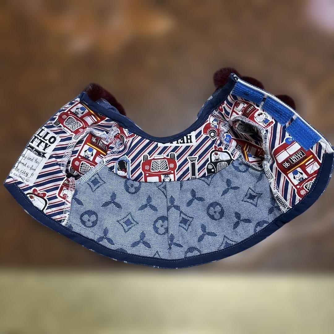 犬服 デニム ミンク付き コート