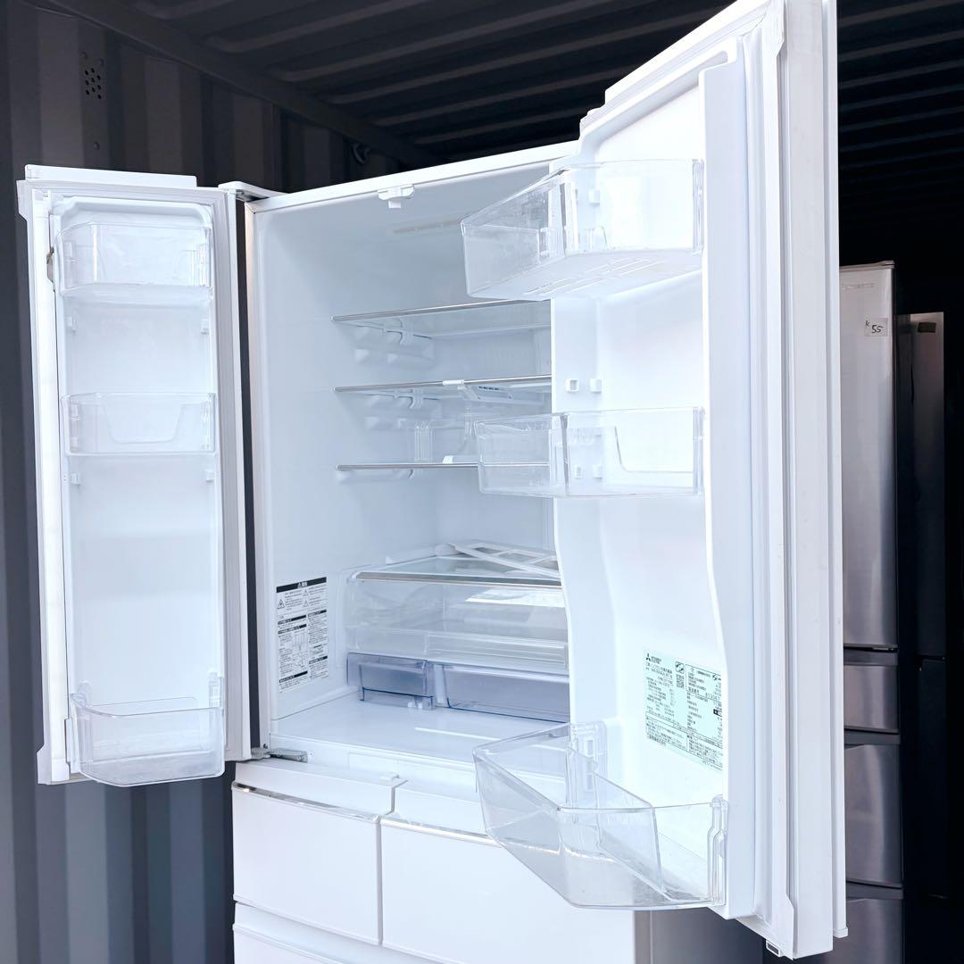 運搬取付無料！クロスホワイト　スマート大容量！純正三菱大容量冷蔵庫！完動品超美品