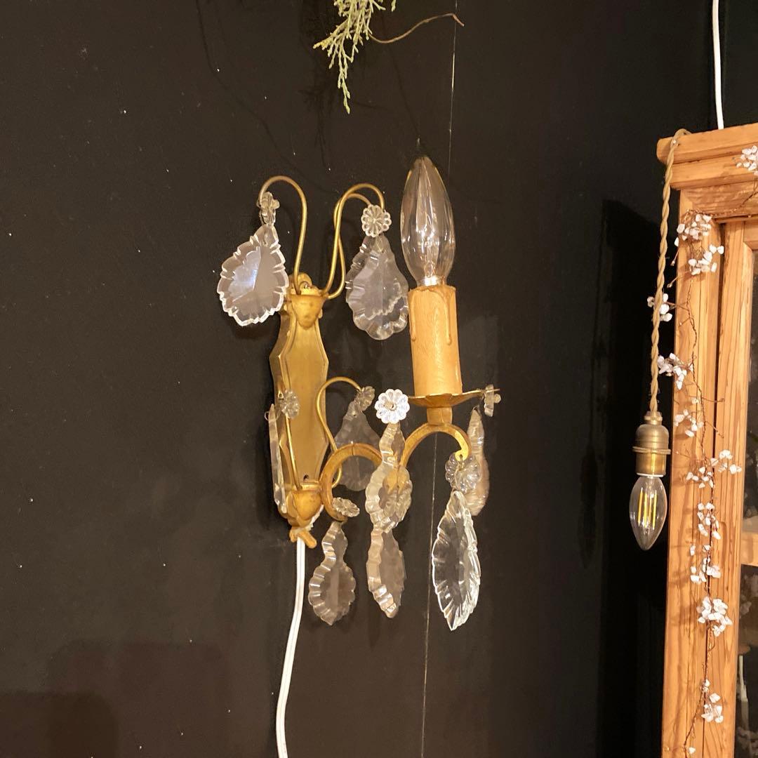 アンティークウォールランプ　ガラスドロップ　1灯