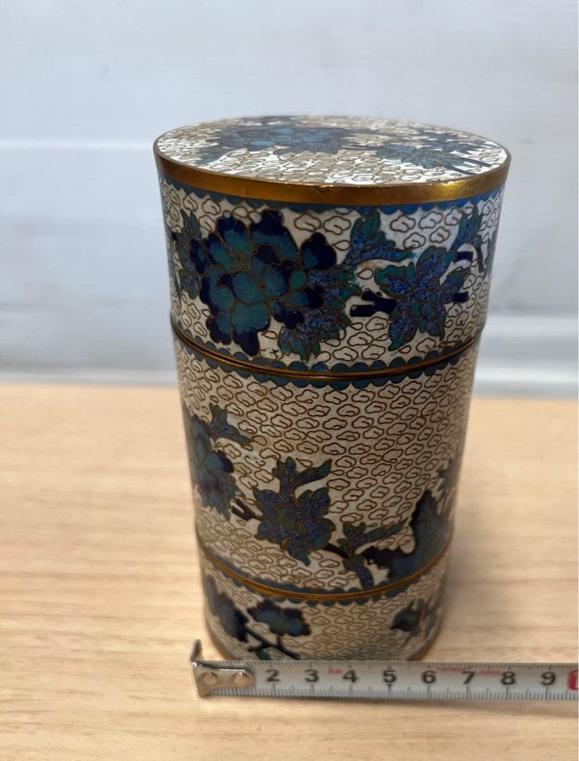 七宝焼　香合　花文　唐物　古玩　置物　インテリア　工芸品　美術品