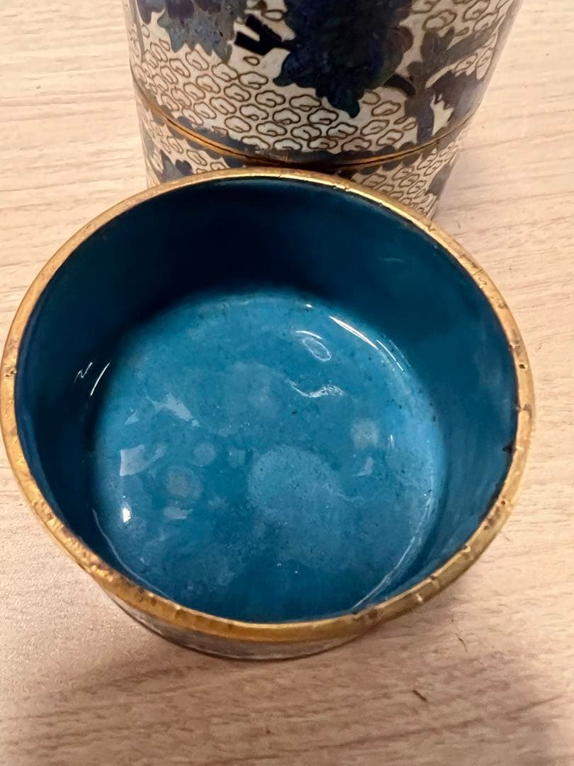 七宝焼　香合　花文　唐物　古玩　置物　インテリア　工芸品　美術品