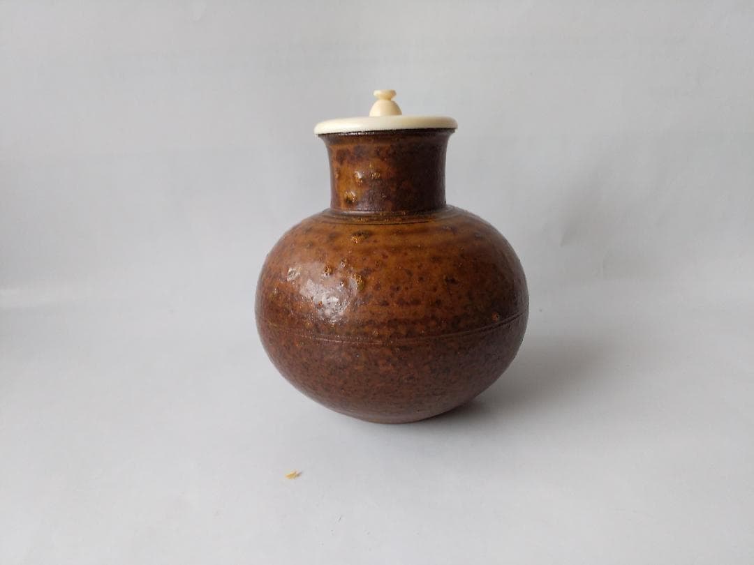 笹田有祥 作 摸 利休丸壺 茶入 唐物 大名物 仕覆 藤種緞子 共箱 栞 新品