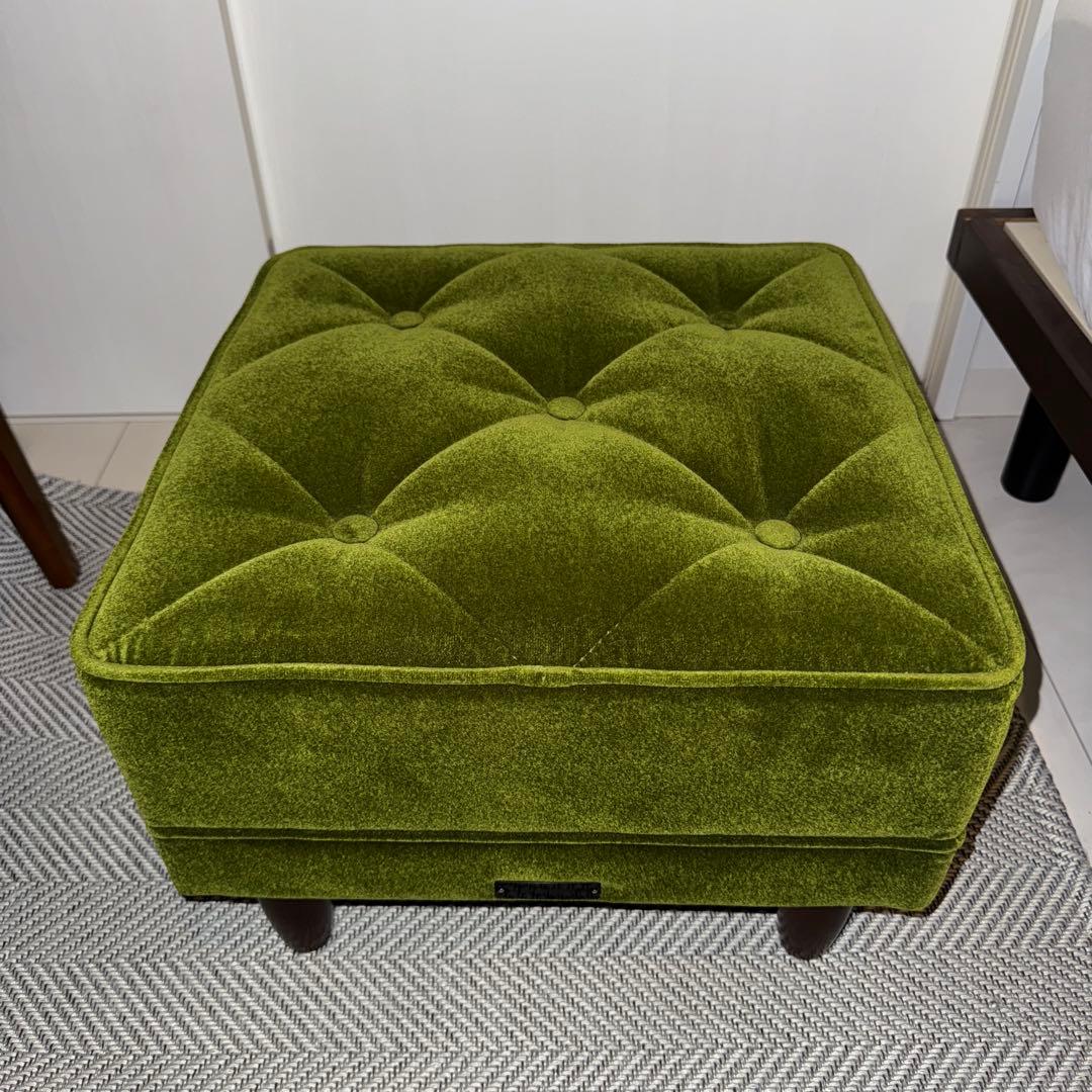 【美品】カリモク60 Kチェア用 オットマン／モケットグリーン