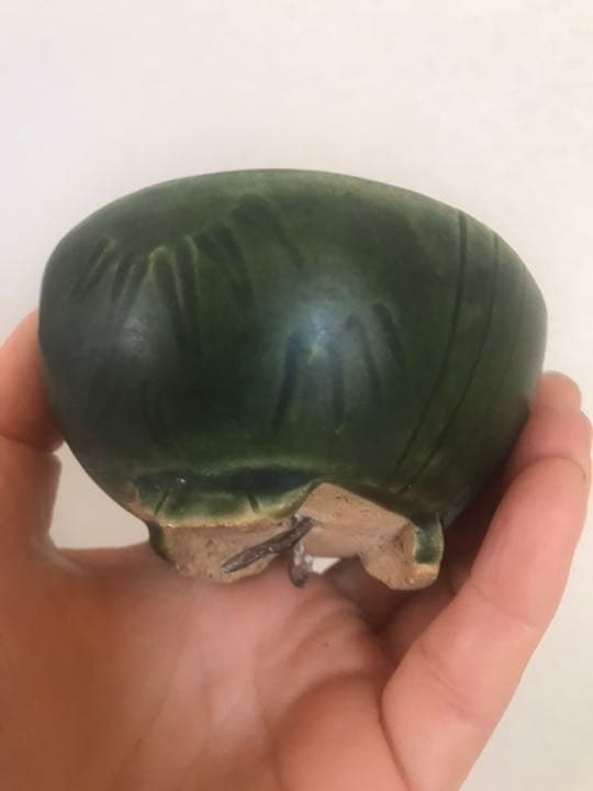 盆栽鉢　⑰時代希少小品盆栽展記念鉢竹模様美豊作、瑞穂作織部竹模様2点山野草植木鉢