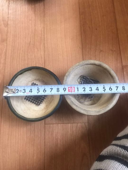 盆栽鉢　⑰時代希少小品盆栽展記念鉢竹模様美豊作、瑞穂作織部竹模様2点山野草植木鉢