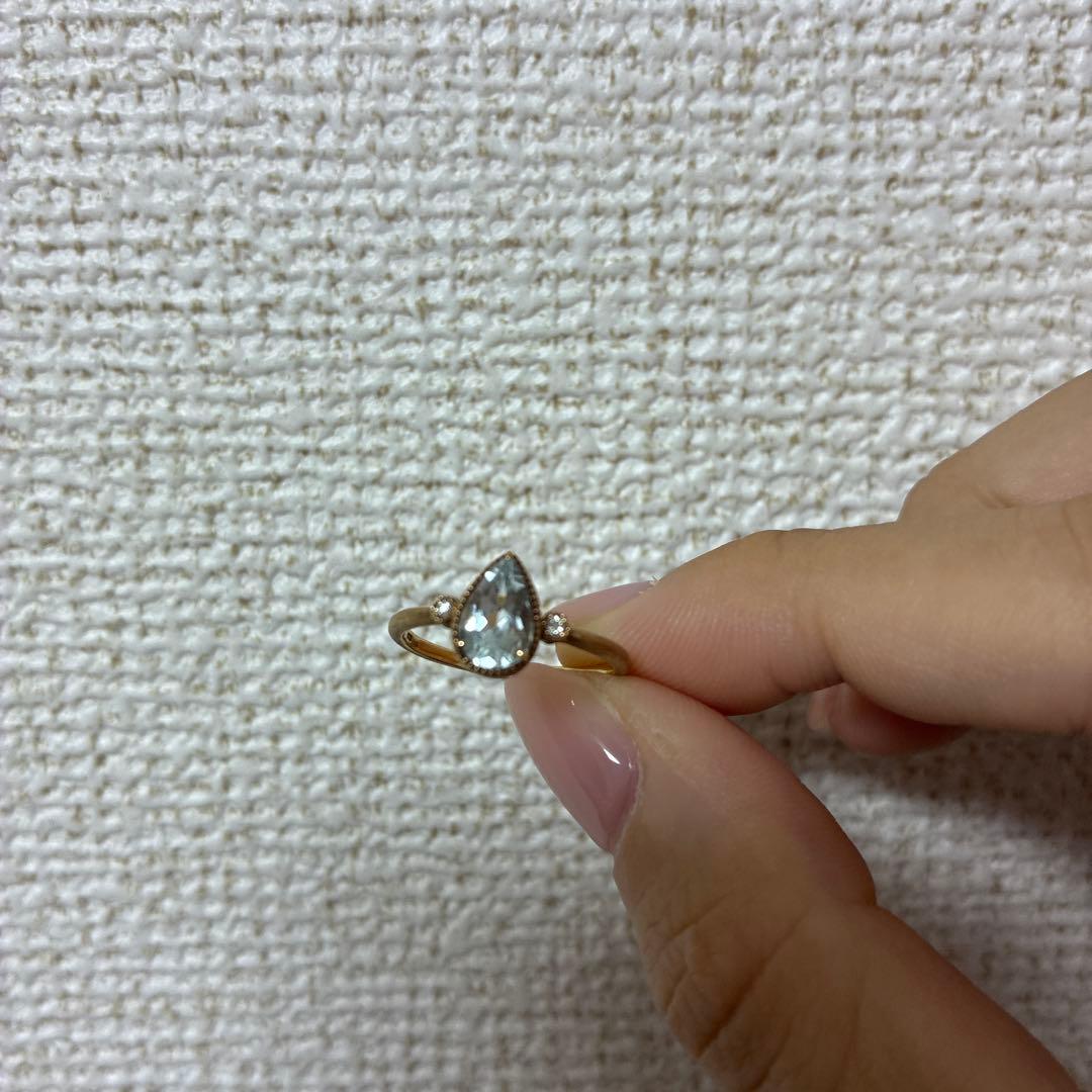 agate アクアマリン ゴールドリング