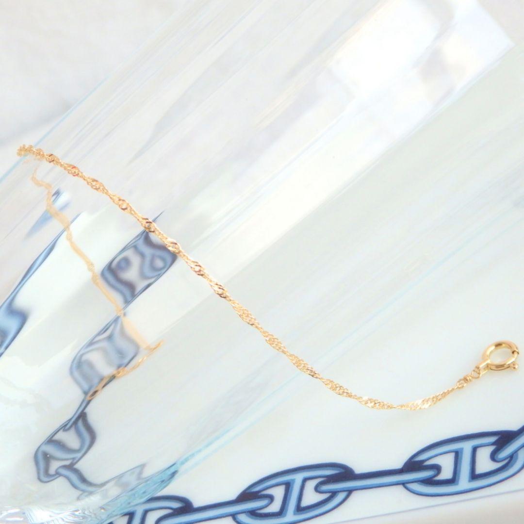 moco　k18アンクレット　スクリューチェーン　1.3㎜幅　つけっぱなし