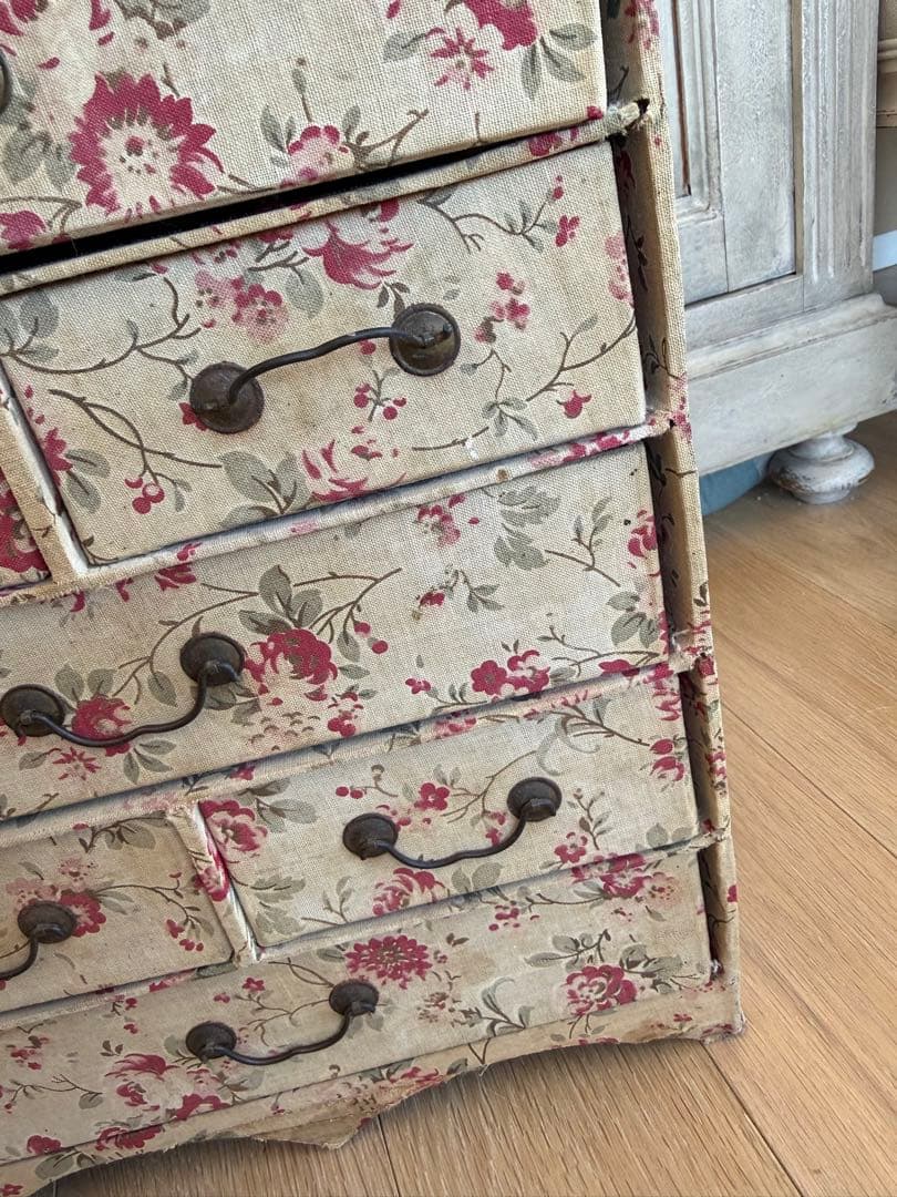 フランスアンティークカルトナージュドゥロワー花柄引き出し抽斗