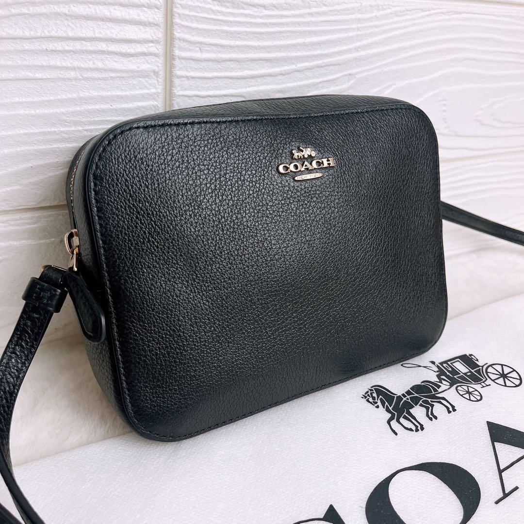 美品☆COACHコーチ ショルダーカメラバッグ ブラック シボ革