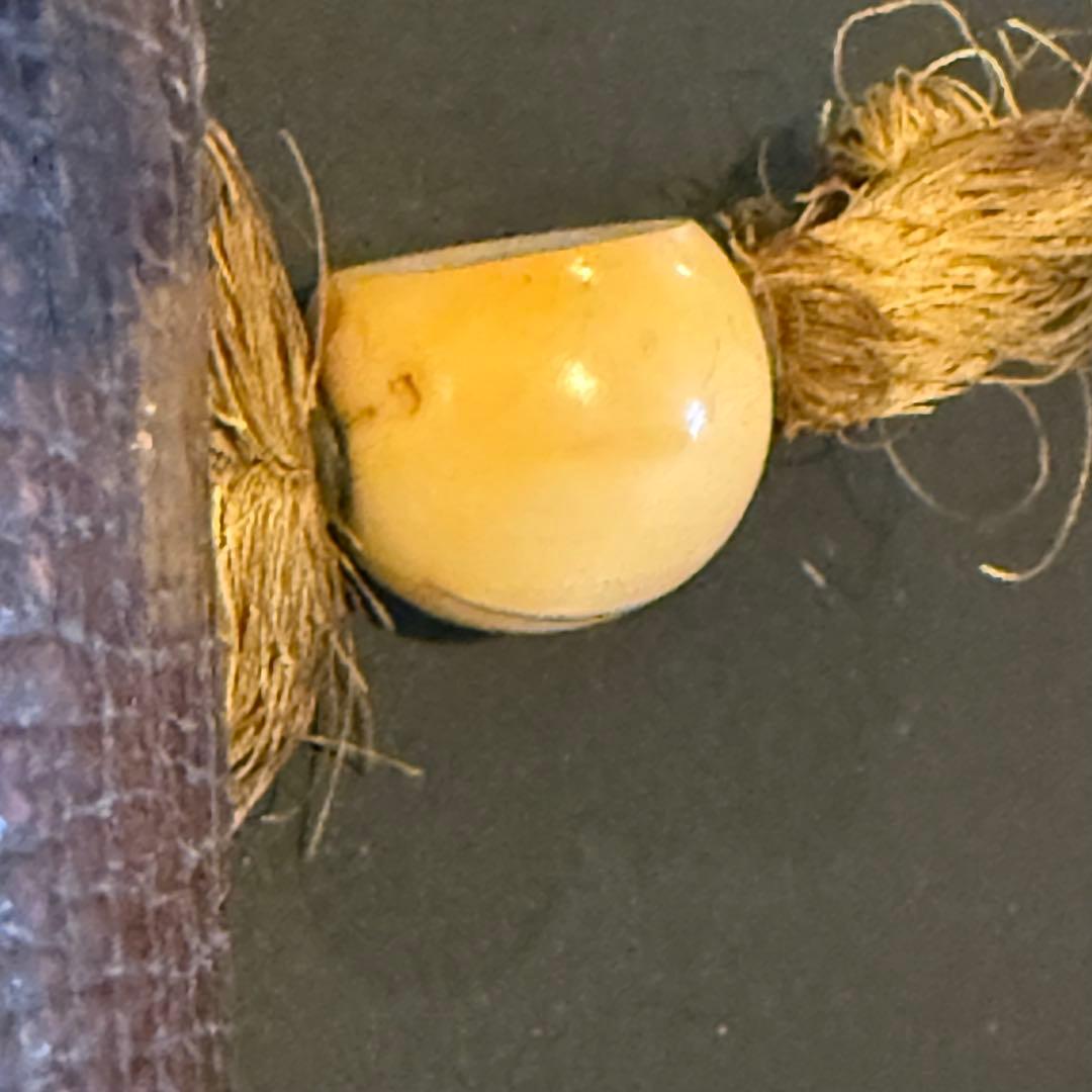 煙草入れ 道中財布様 金細工 牙根付 革製 江戸期 年代物