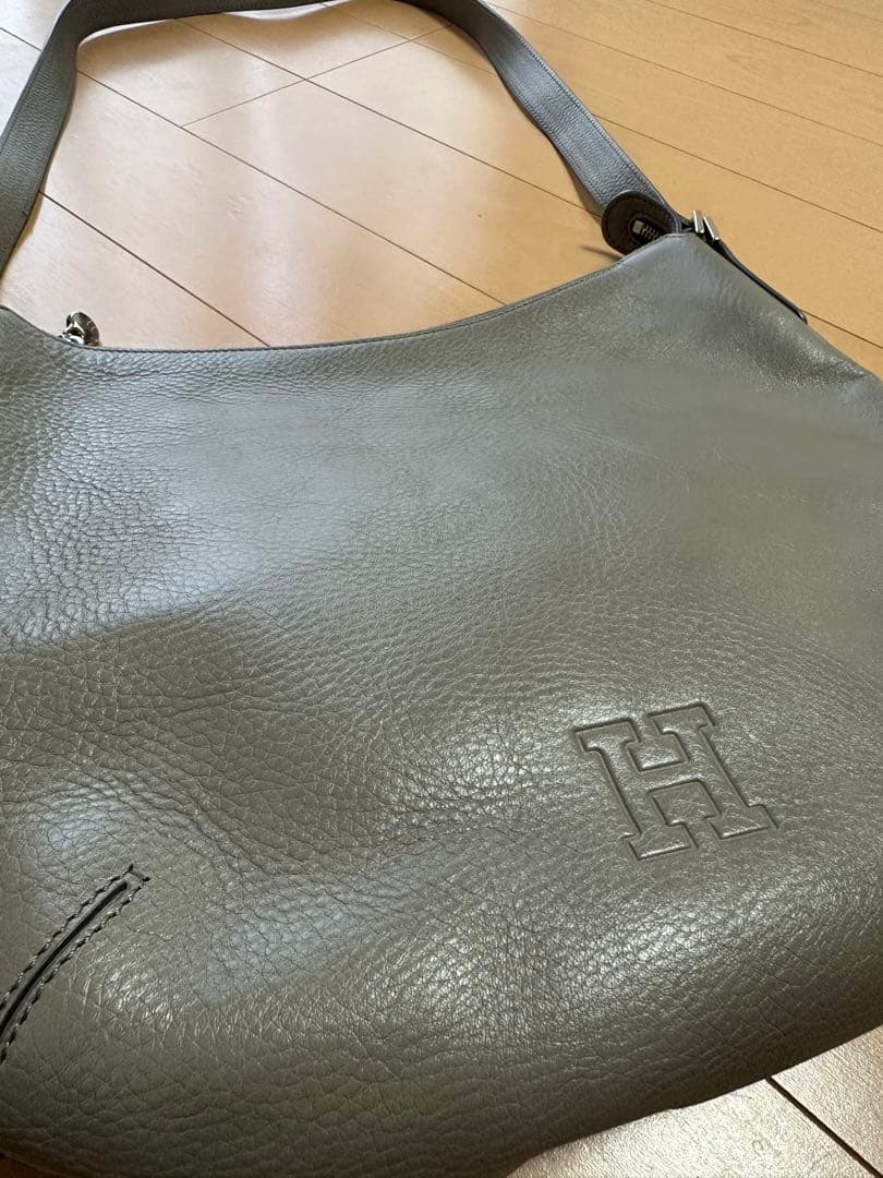 HIROFU (ソーロ)グレーベージュレザーショルダーバッグ M 2WAY 本革