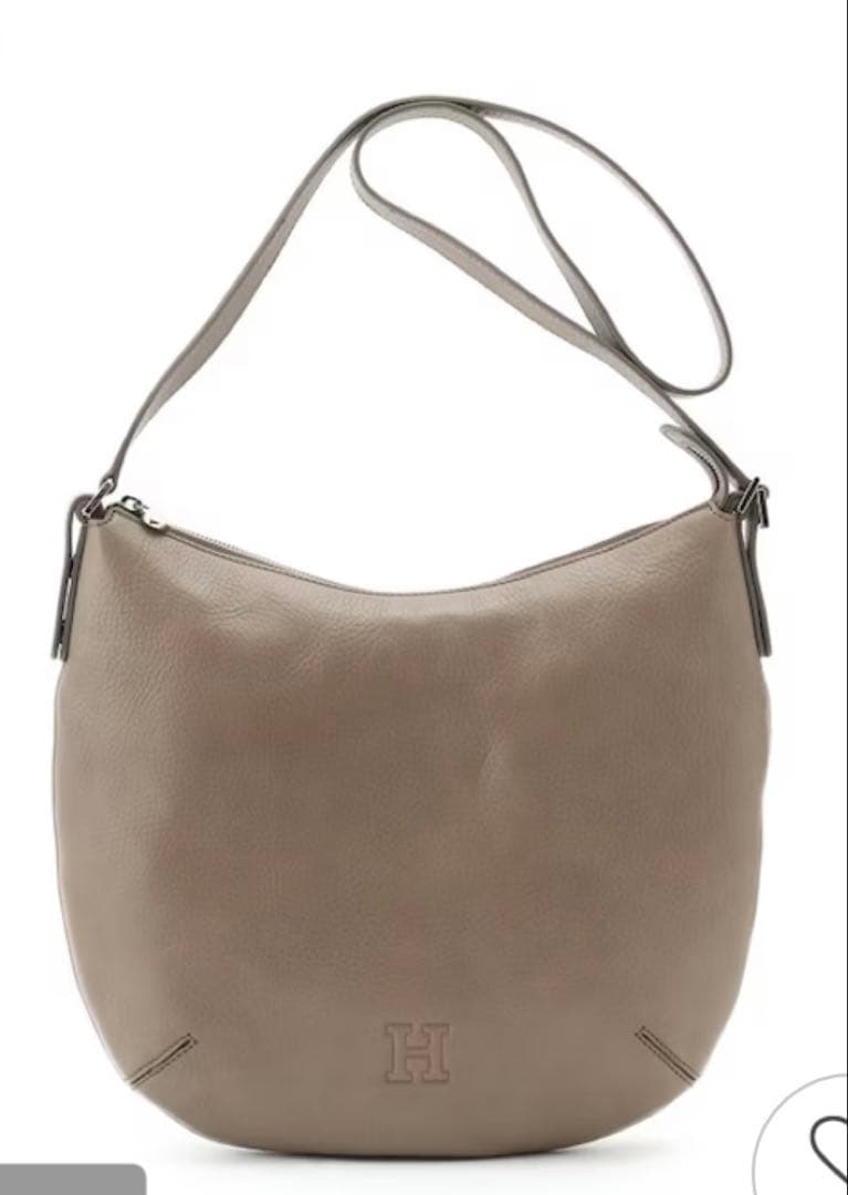 HIROFU (ソーロ)グレーベージュレザーショルダーバッグ M 2WAY 本革